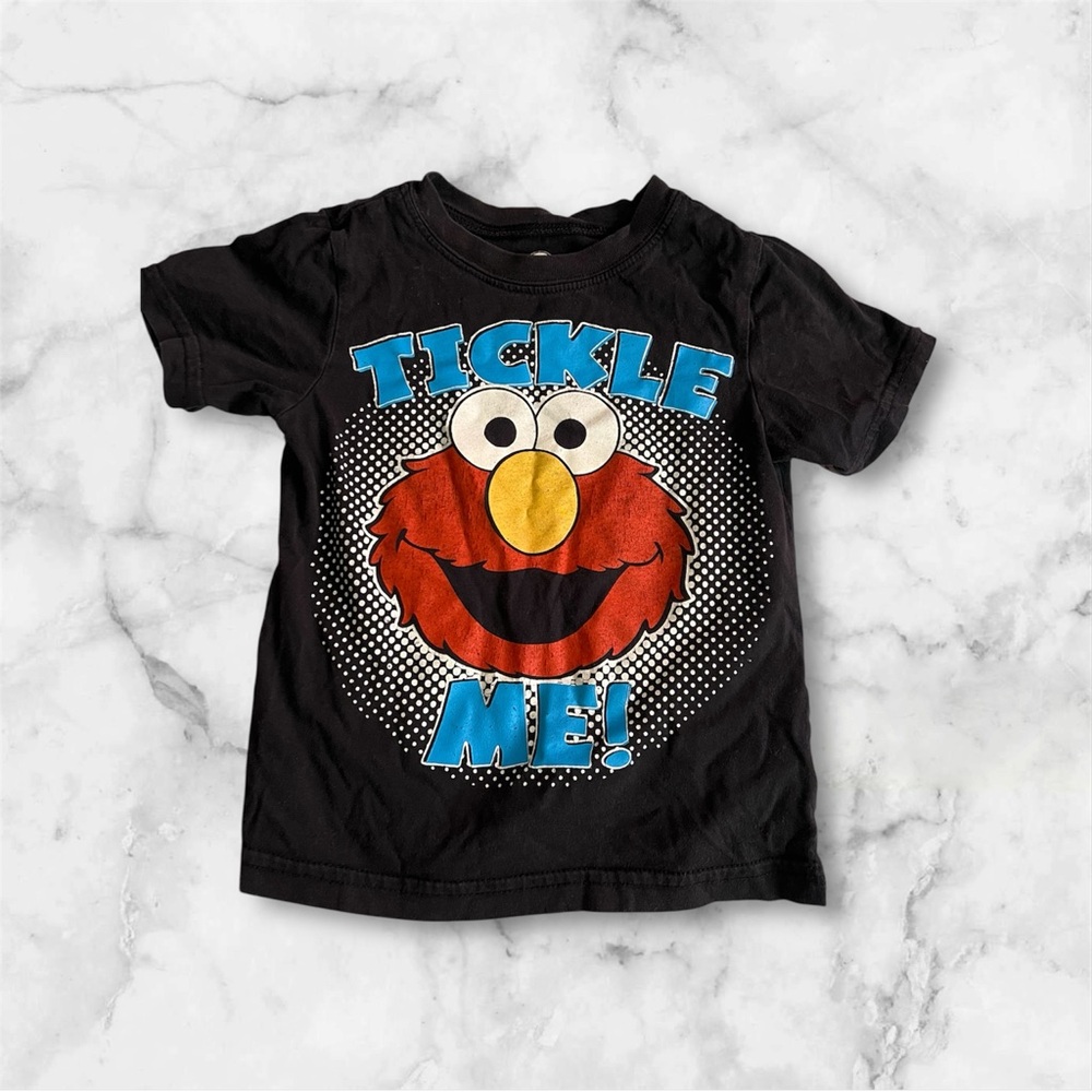 Sesame Street Black T-Shirt with Elmo and Blue Text